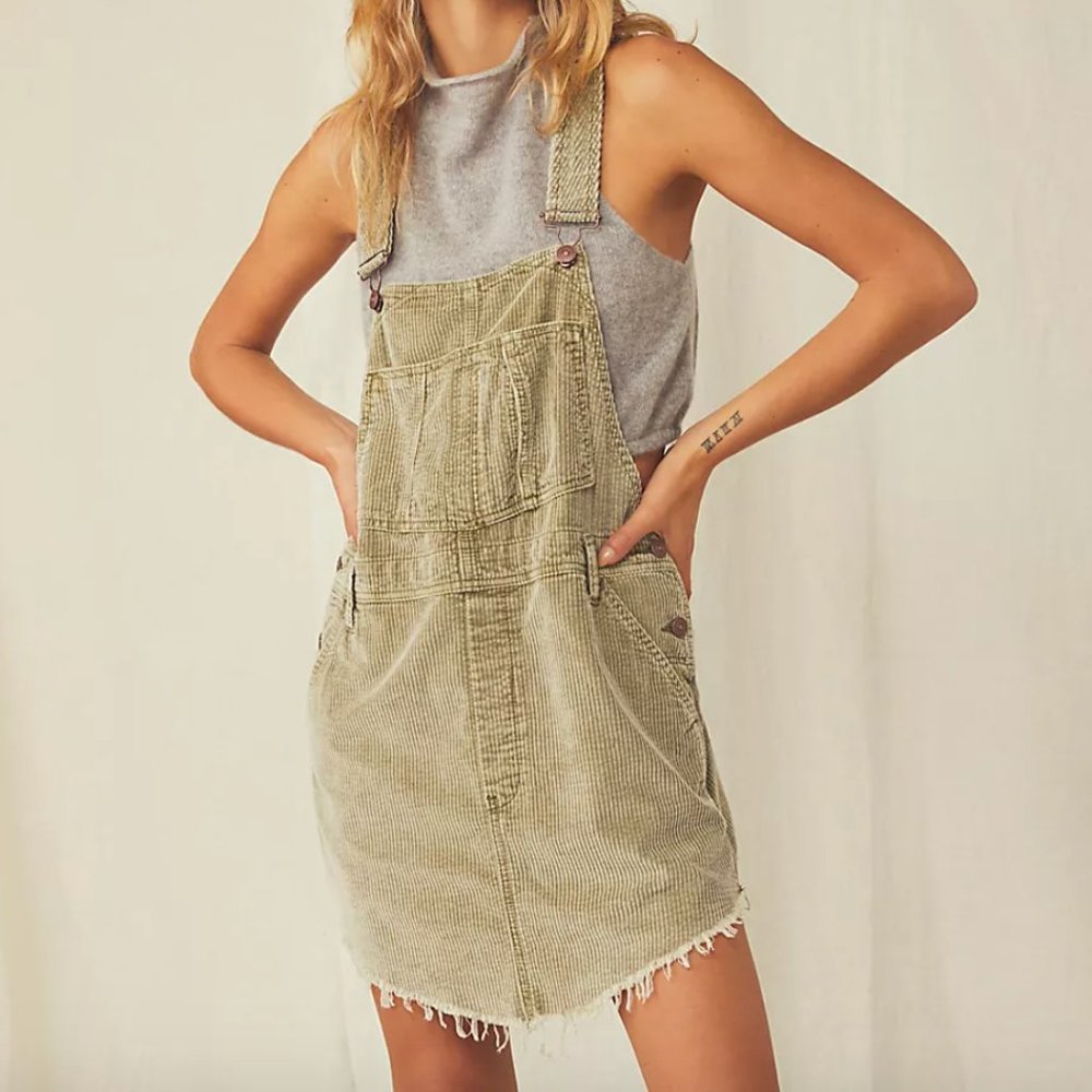 Free People Baxter Cord Jumper Overalls, Sz Medium